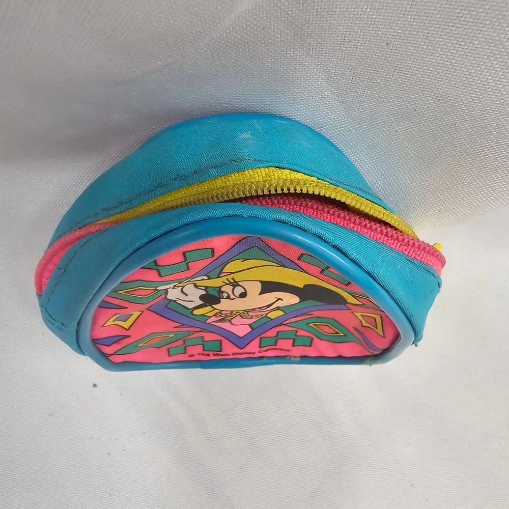 Vintage Minnie Mouse Cowgirl Zipper‎ Pouch Imaginings 3 Neon Pink Blue 80s 90s